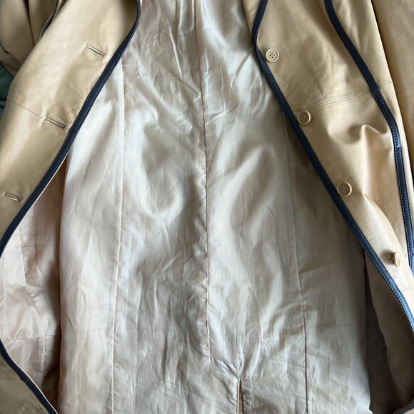 Newport News Camel Women's Genuine Leather Long Trench Coat Size M - Picture 11 of 11